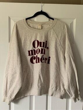 H&M Oui, mon Chéri Cream Graphic Sweatshirt